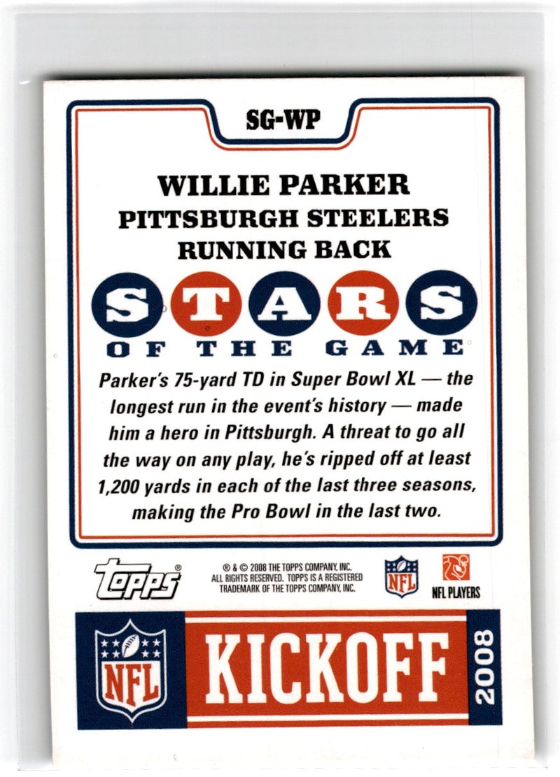 2008 Topps Kickoff Stars of the Game Willie Parker