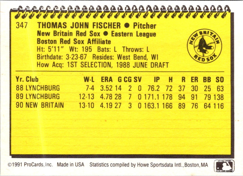 1991 ProCards Tom Fischer