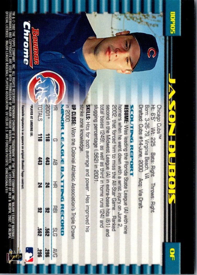 2002 Bowman Draft Picks & Prospects Jason Dubois