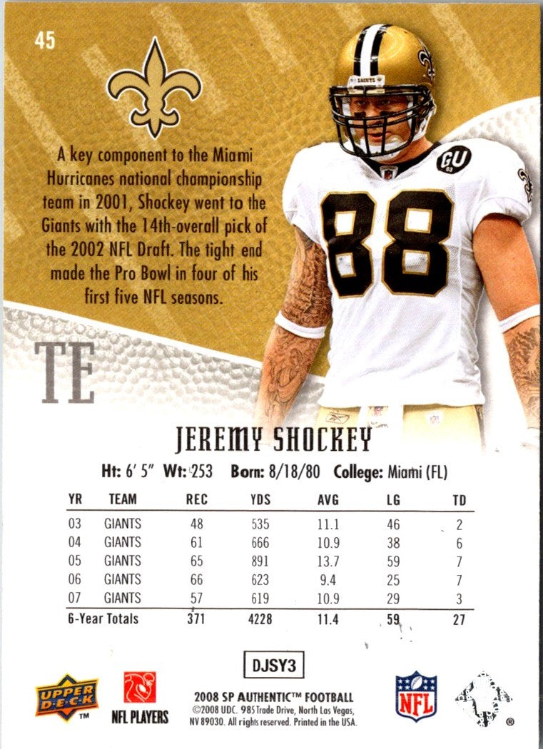 2008 SP Authentic Jeremy Shockey