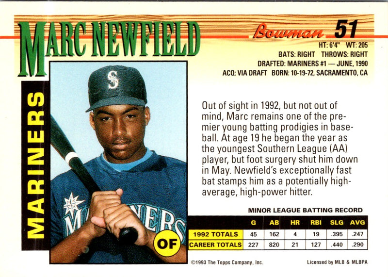 1993 Bowman Marc Newfield