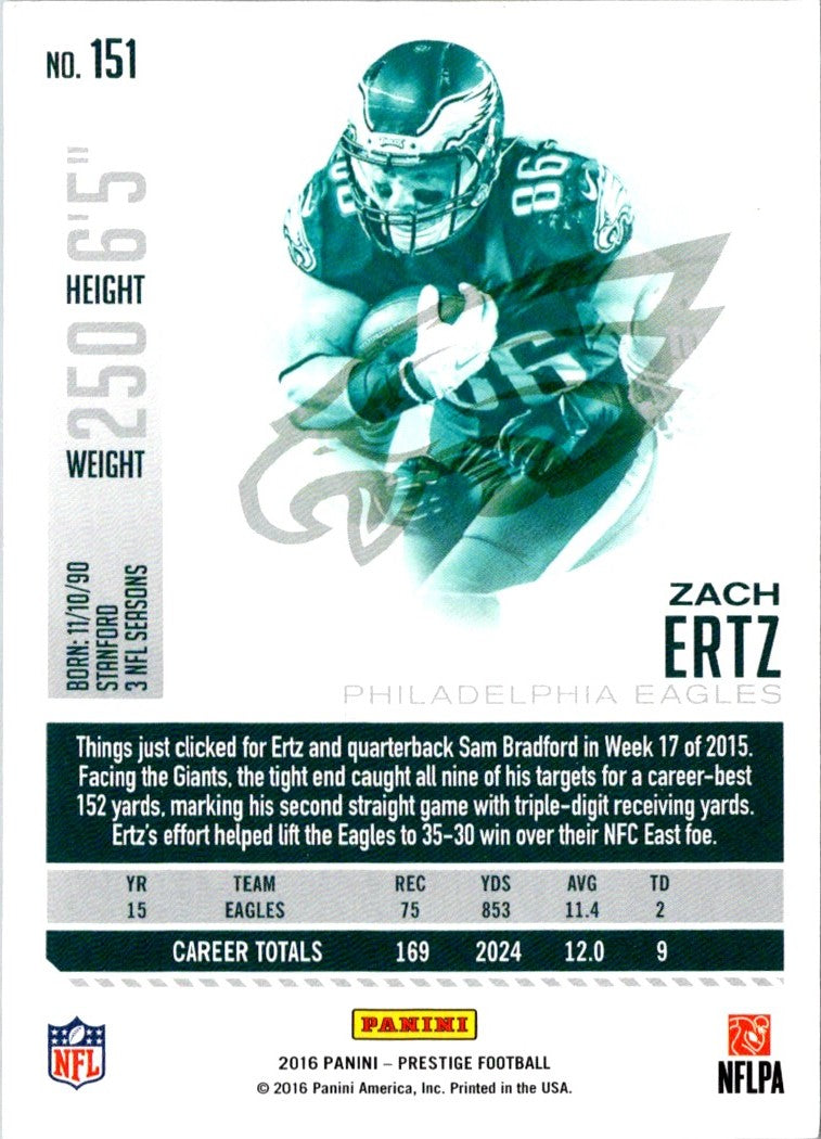 2016 Panini Prestige Zach Ertz