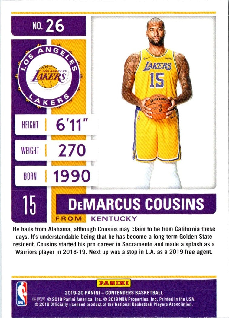 2019 Panini Contenders DeMarcus Cousins