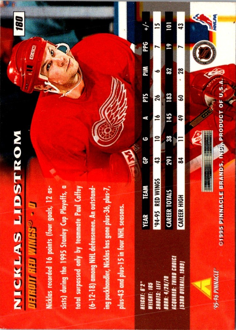 1995 Pinnacle Nicklas Lidstrom