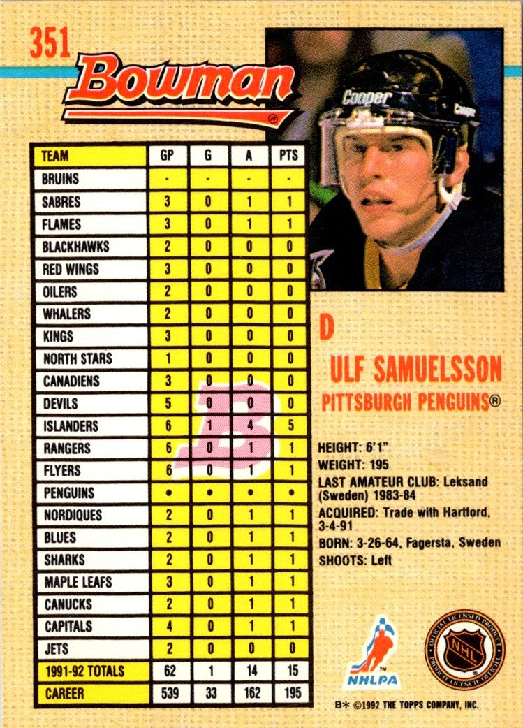 1992 Bowman Ulf Samuelsson