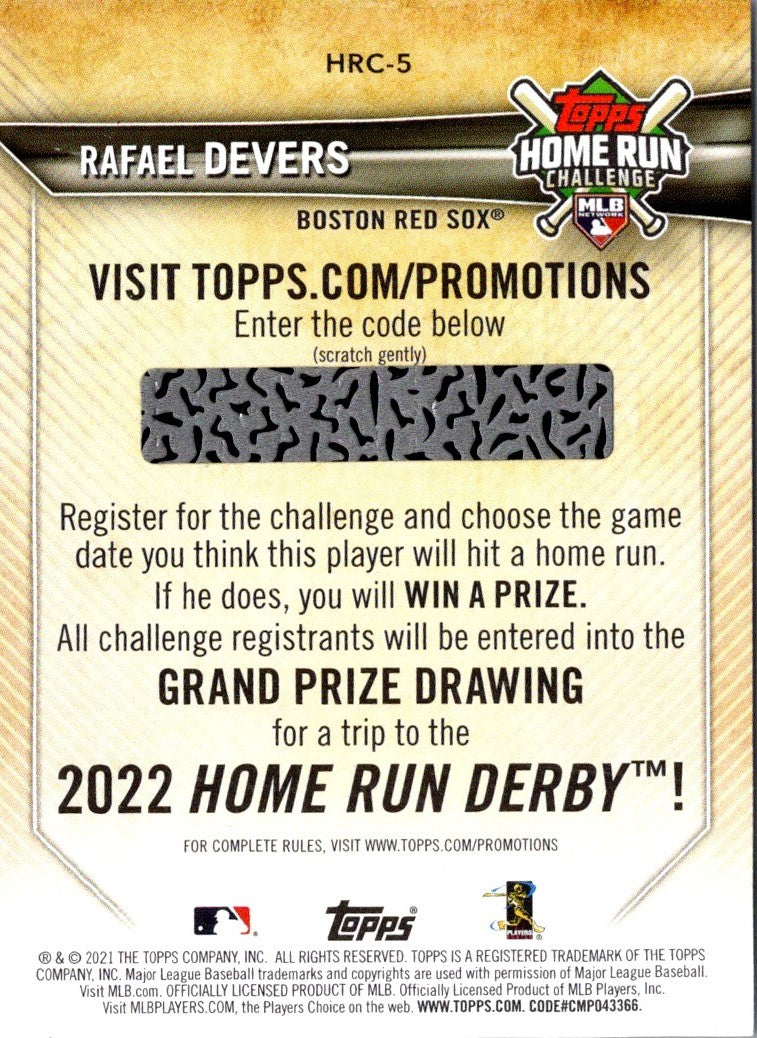 2021 Topps Home Run Challenge Rafael Devers