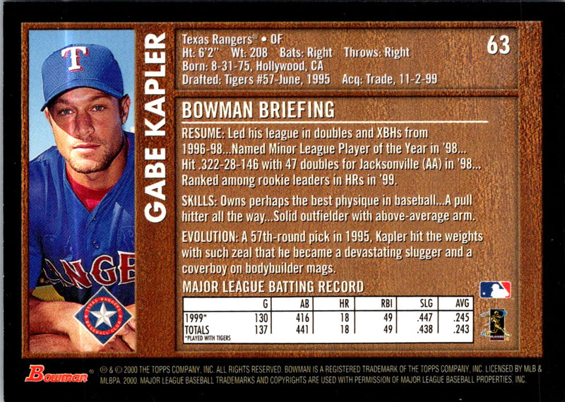 2000 Bowman Gabe Kapler