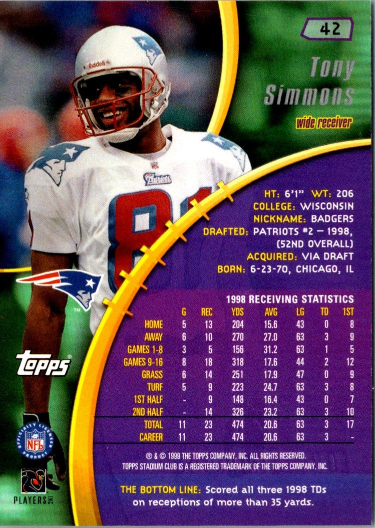 1999 Stadium Club Tony Simmons