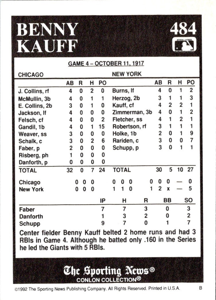 1992 Conlon Collection TSN Benny Kauff