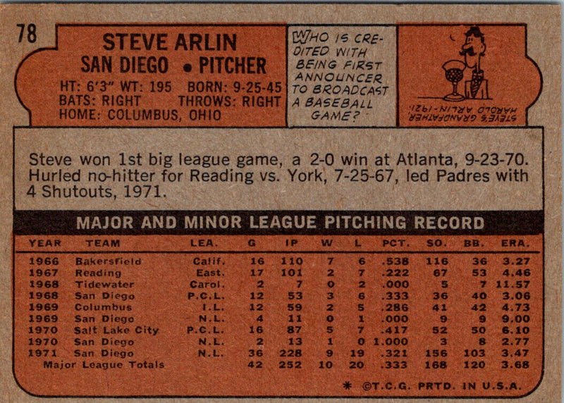 1972 Topps Steve Arlin