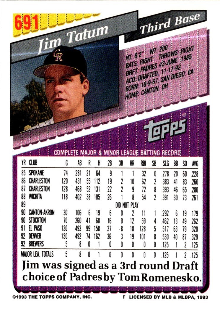 1993 Topps Jim Tatum