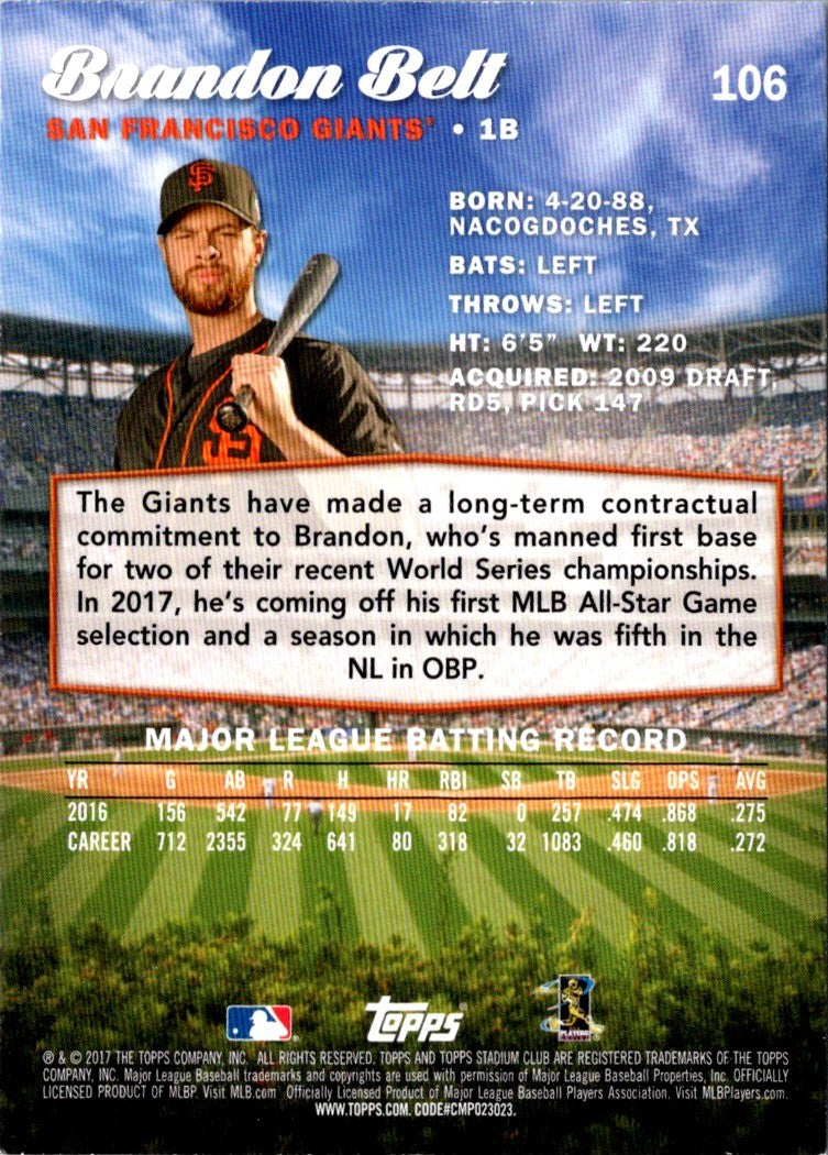 2017 Stadium Club Brandon Belt