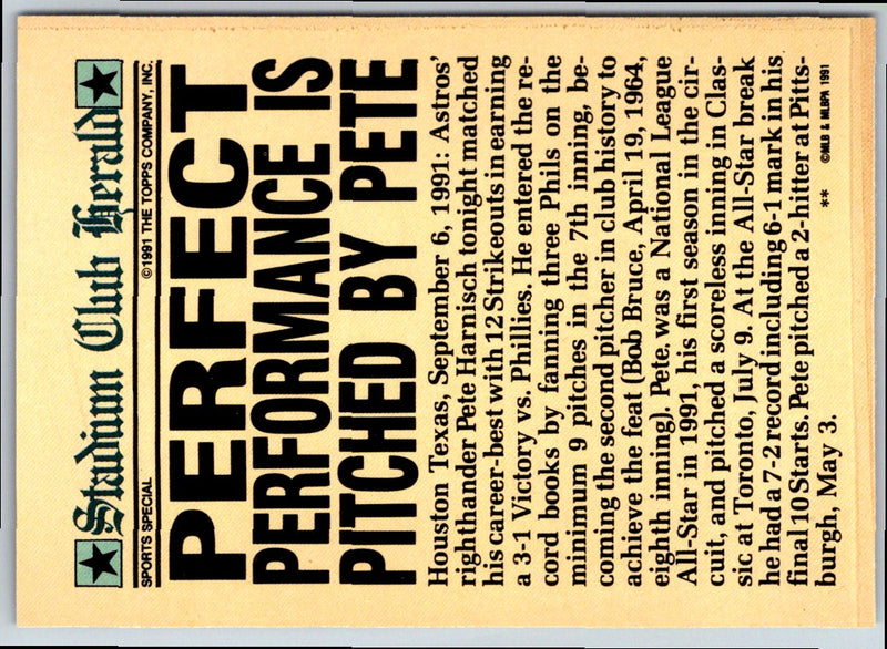 1991 Stadium Club Pete Harnisch