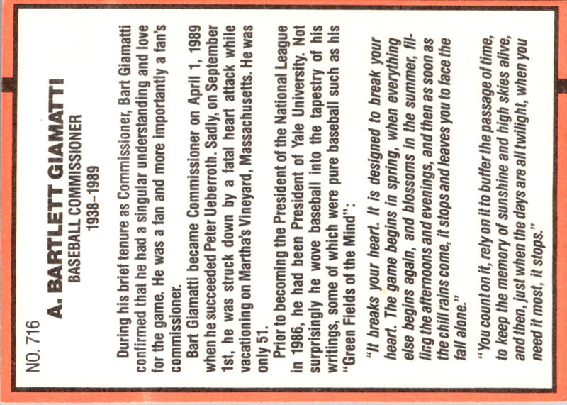 1990 Donruss Bart Giamatti