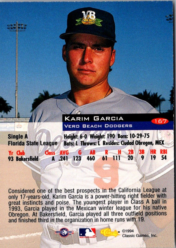 1994 Classic Best Vero Beach Dodgers Karim Garcia #7