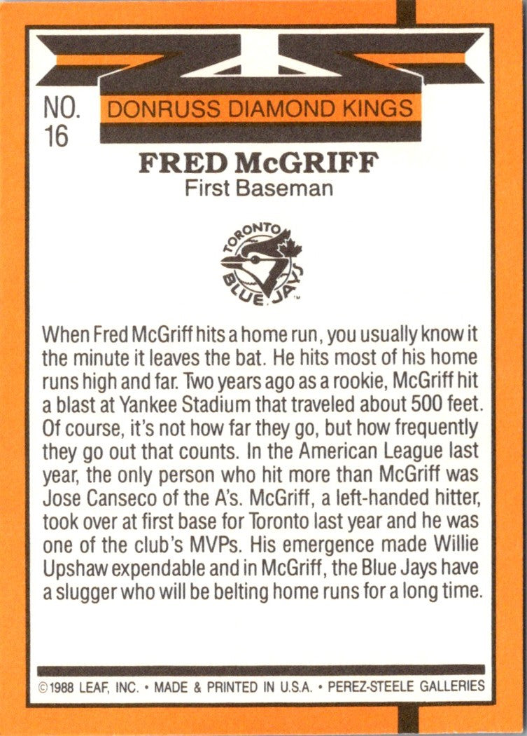 1989 Diamond Kings Fred McGriff