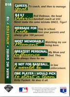 1993 Upper Deck On Mark McGwire #D18
