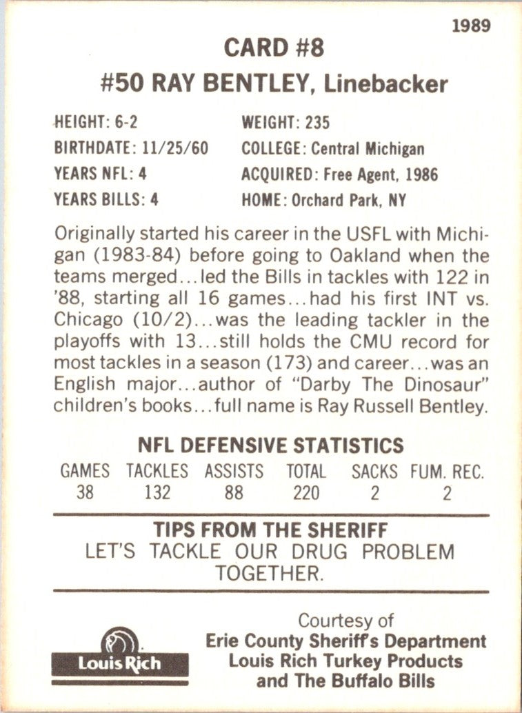 1989 Buffalo Bills Police Ray Bentley