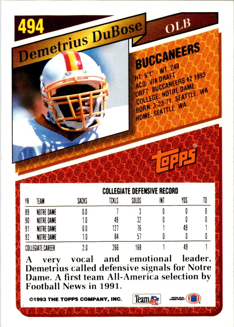 1993 Topps Demetrius DuBose