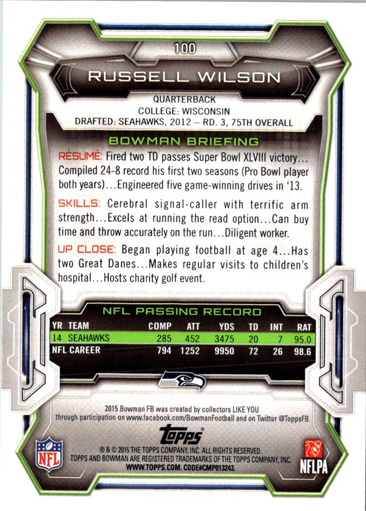2015 Bowman Russell Wilson
