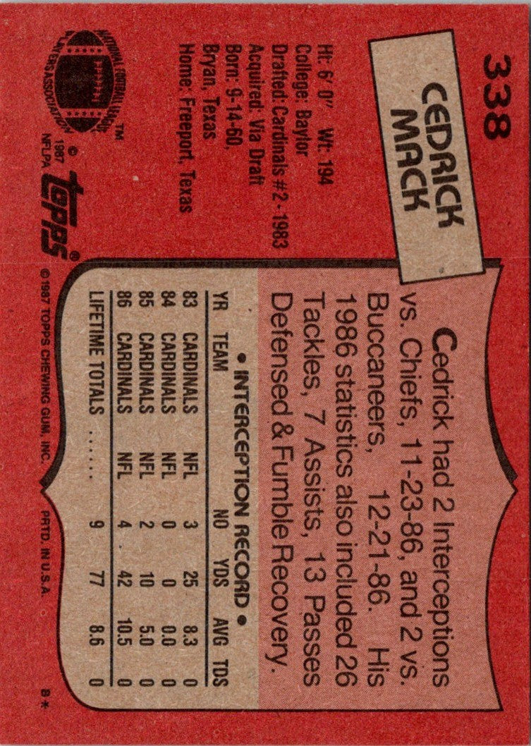 1987 Topps Cedric Mack