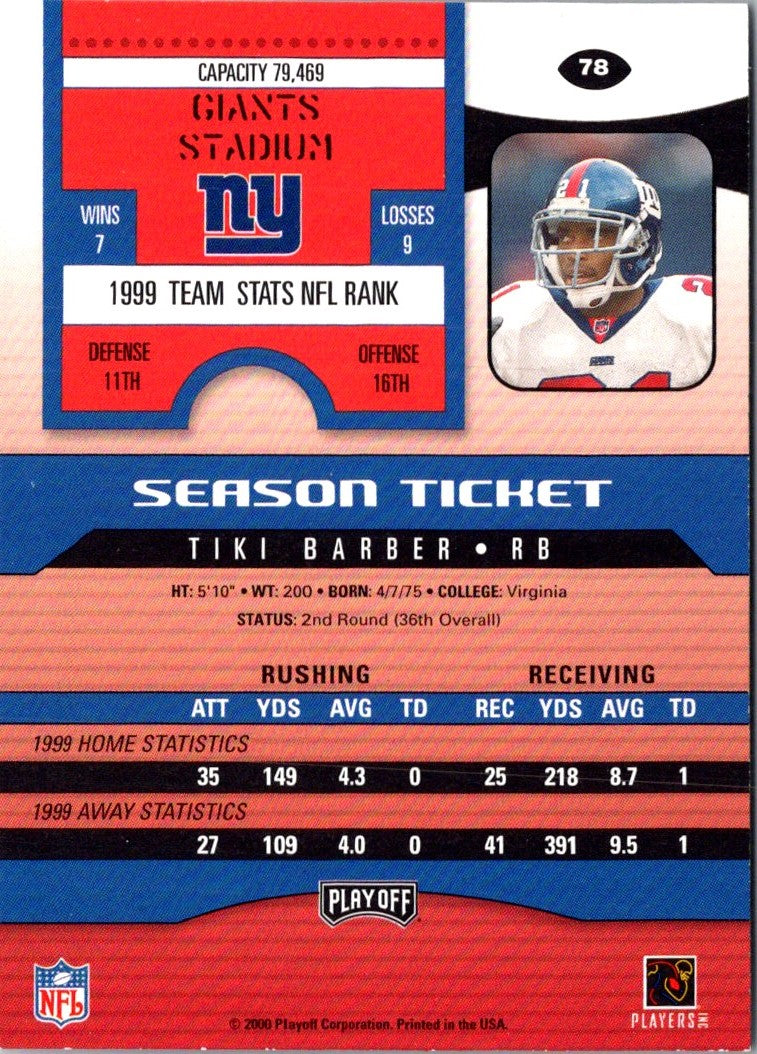 2000 Playoff Contenders Tiki Barber