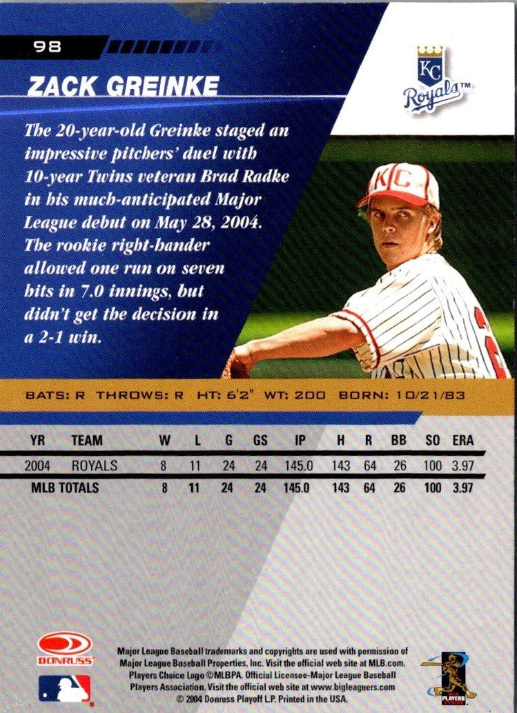 2005 Leaf Zack Greinke