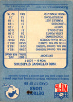 1981 Fleer Team Action Detroit Lions Offense #17