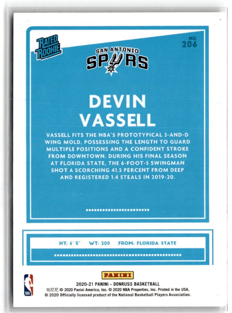 2020 Donruss Rated Rookies Devin Vassell