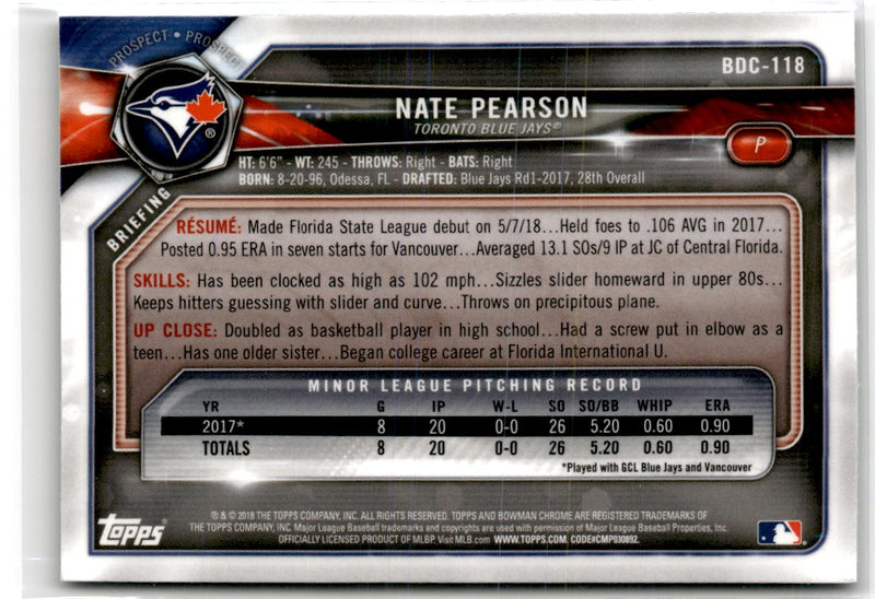 2018 Bowman Draft Chrome Nate Pearson