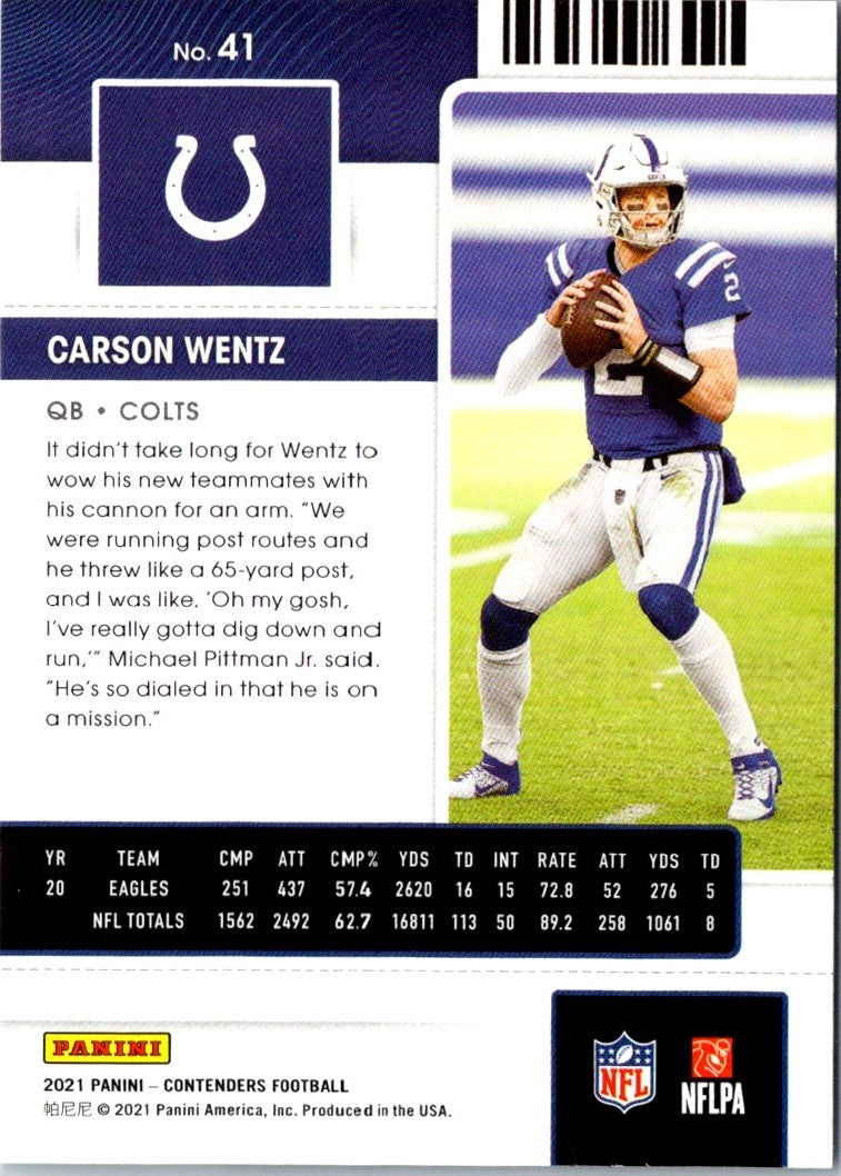 2021 Panini Contenders Carson Wentz