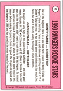 1990 Baseball Card Magazine '69 Topps Replicas Rangers Rookies (Monty Fariss/Juan Gonzalez)