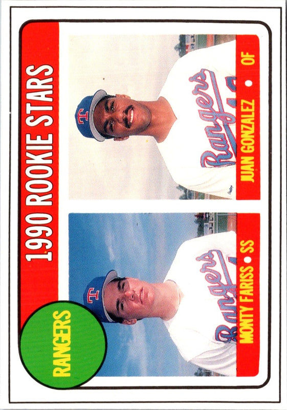 1990 Baseball Card Magazine '69 Topps Replicas Rangers Rookies (Monty Fariss/Juan Gonzalez) #52