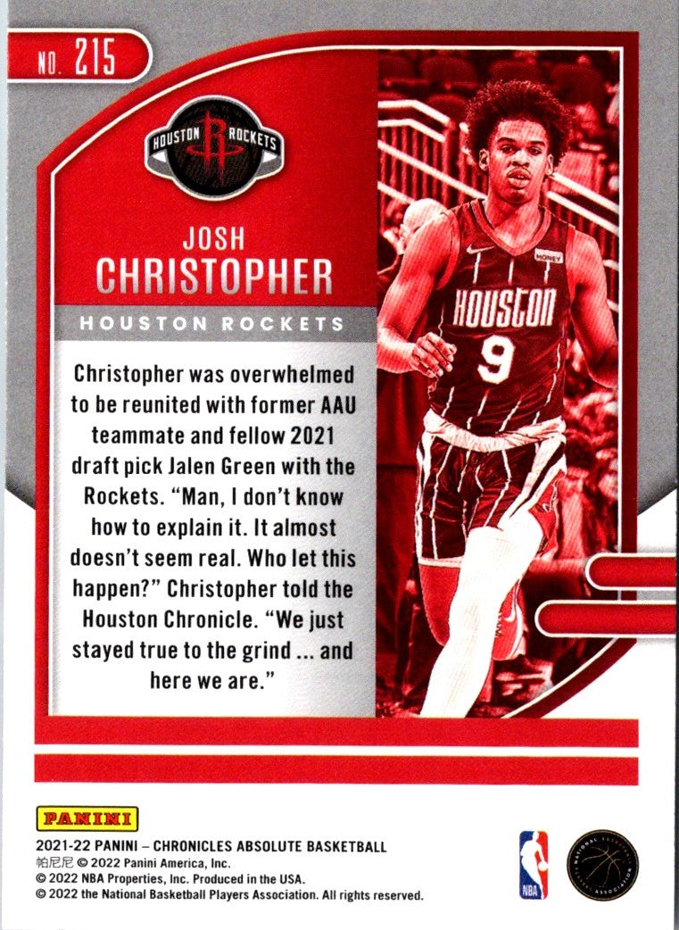 2021 Panini Chronicles Josh Christopher