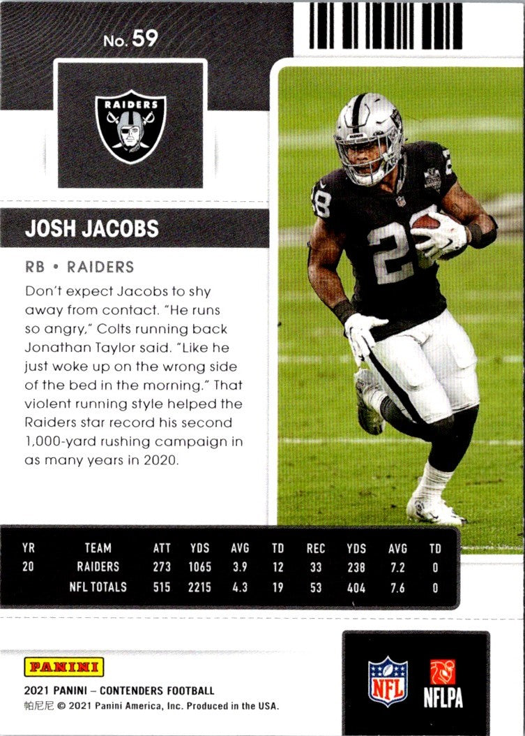 2021 Panini Contenders Josh Jacobs