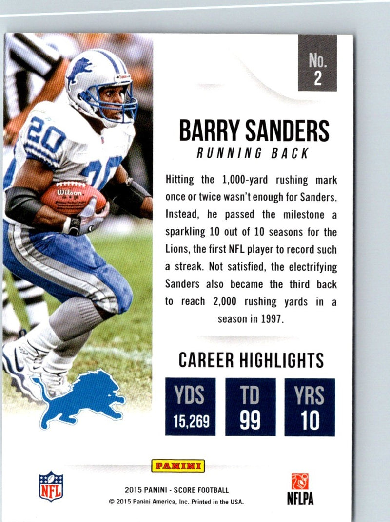 2015 Score All-Time Franchise Black Barry Sanders