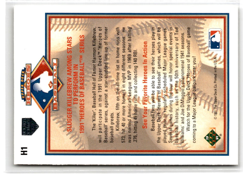 1991 Upper Deck Heroes of Baseball Harmon Killebrew