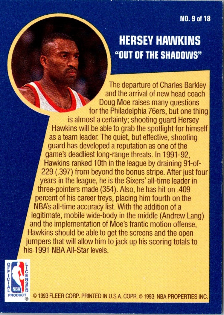 1992 Fleer Sharpshooters Hersey Hawkins