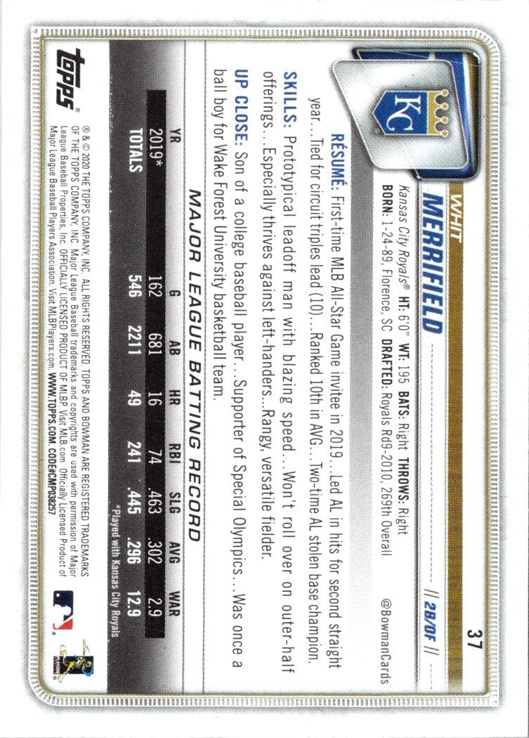 2020 Bowman Whit Merrifield