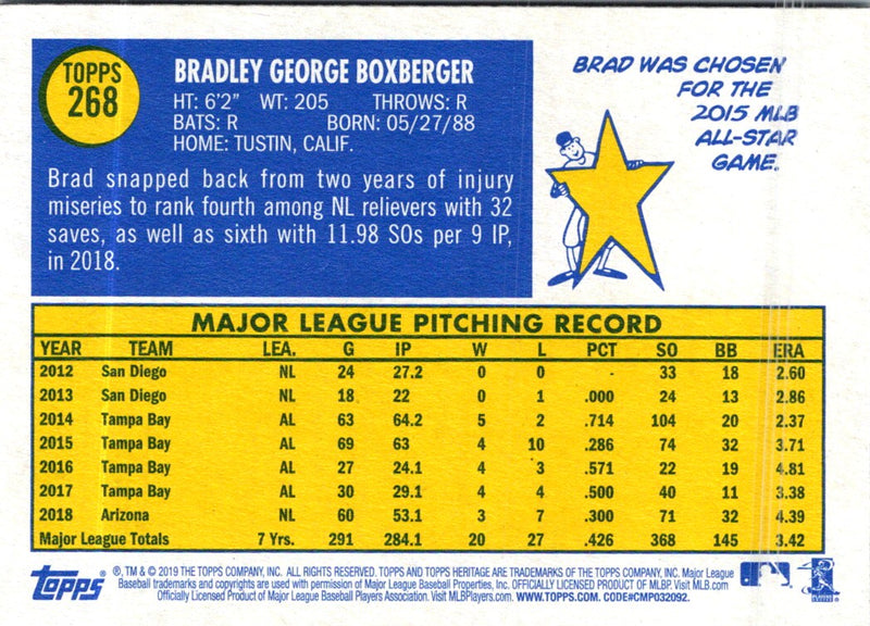 2019 Topps Heritage Brad Boxberger