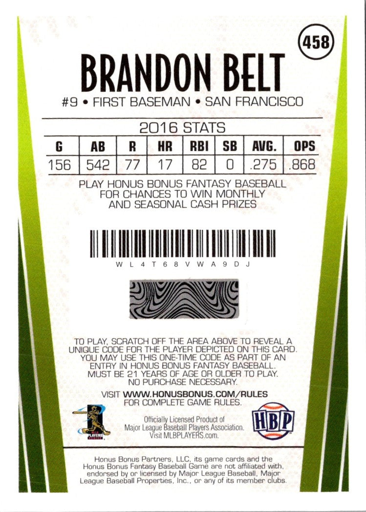 2017 Honus Bonus Fantasy Baseball Brandon Belt