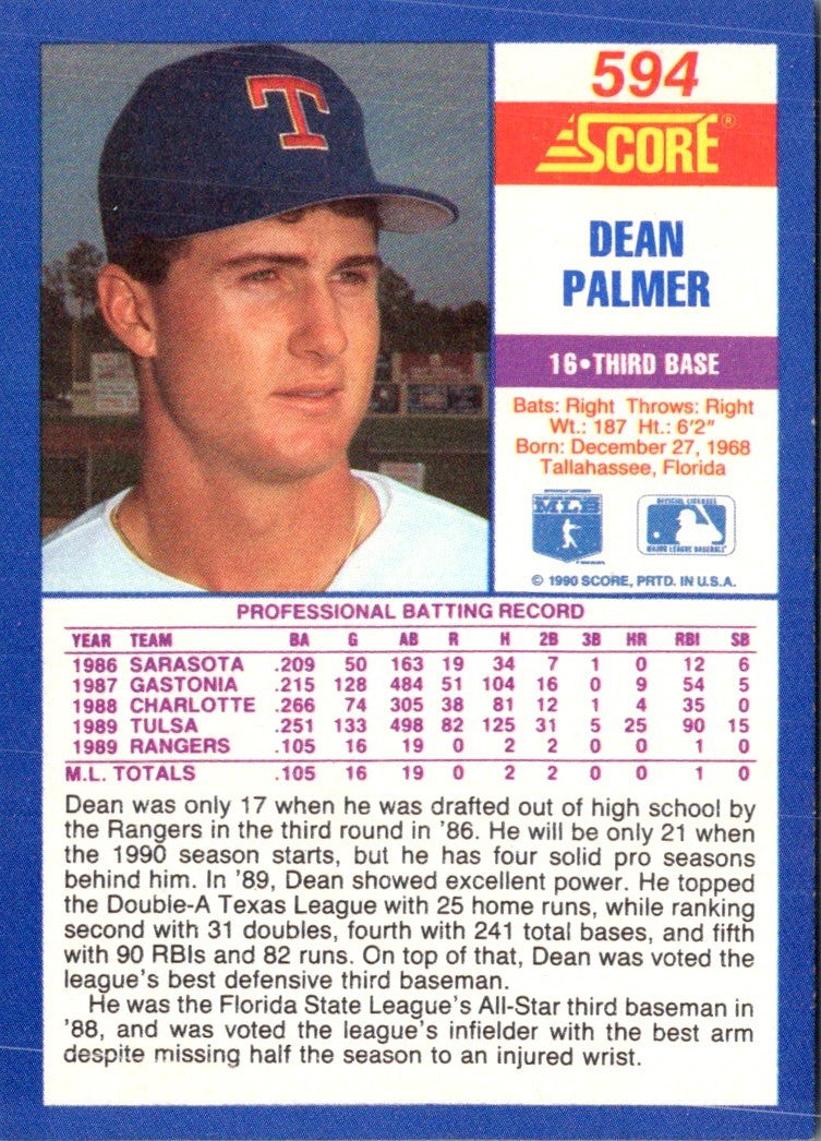 1990 Score Dean Palmer