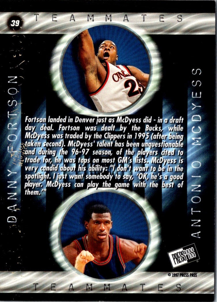 1997 Press Pass Double Threat Blue Danny Fortson/Antonio McDyess