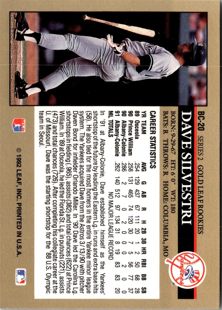 1992 Leaf Gold Rookies Dave Silvestri