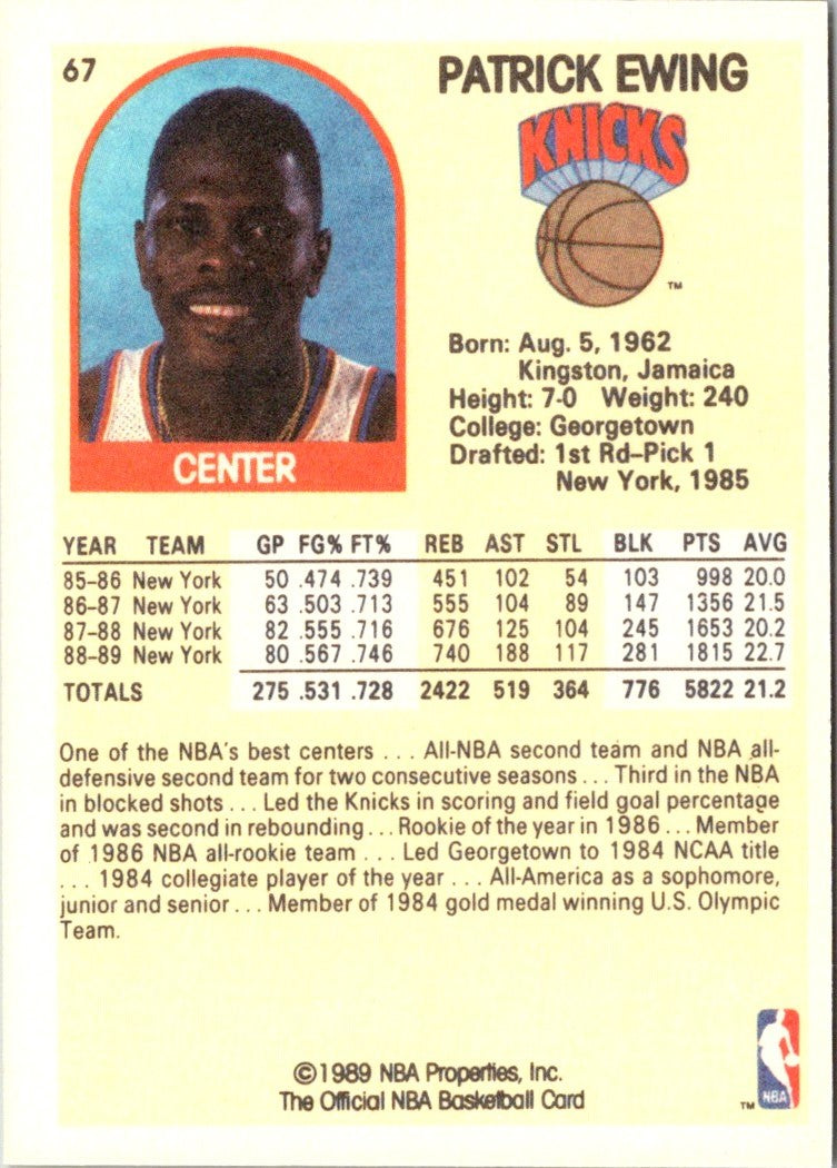1990 Hoops 100 Superstars Patrick Ewing