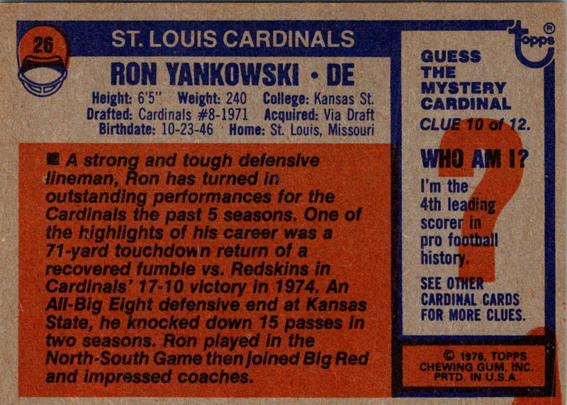 1976 Topps Ron Yankowski