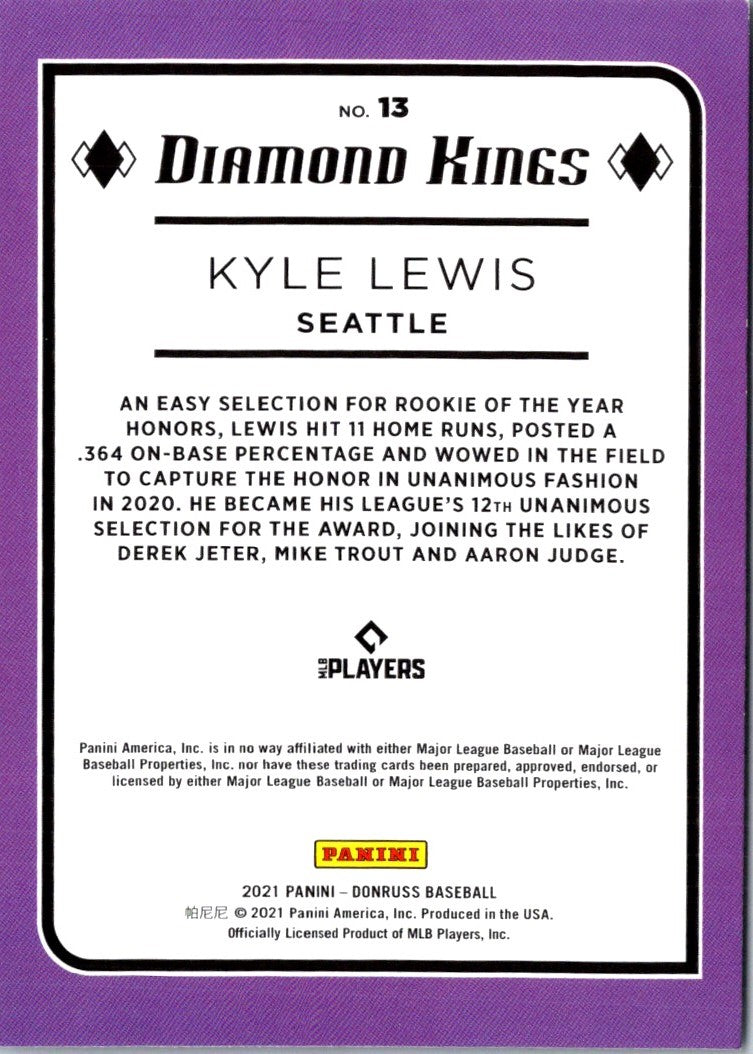 2021 Donruss Holo Purple Kyle Lewis