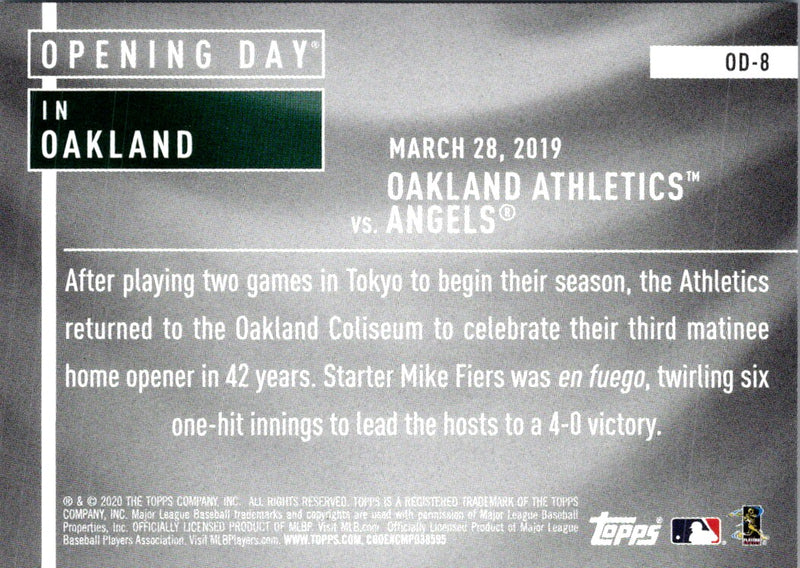 2020 Topps Opening Day Oakland Athletics