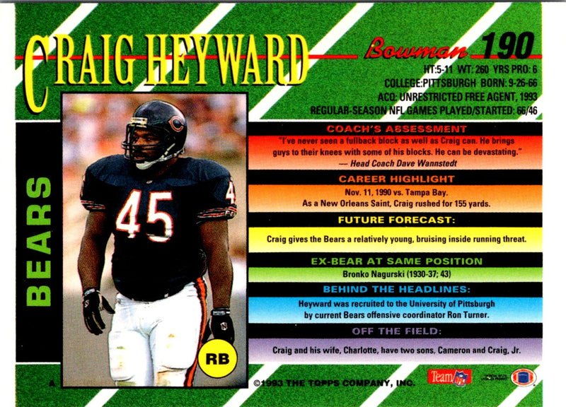 1993 Bowman Craig Heyward