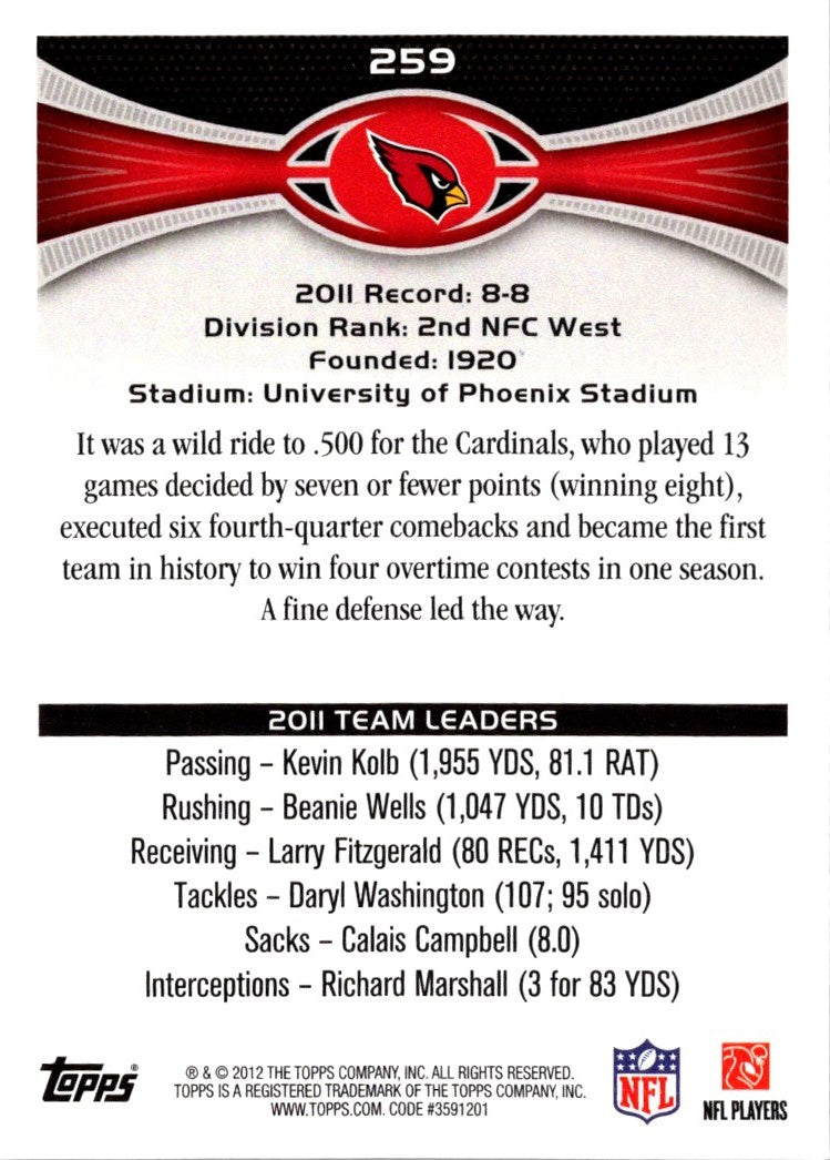 2012 Topps Arizona Cardinals: Todd Heap/Andre Roberts